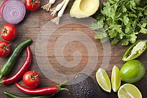 Mexican Vegetables Wood Background