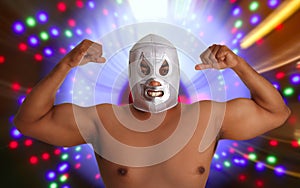 Mexican wrestling mask silver fighter gesture