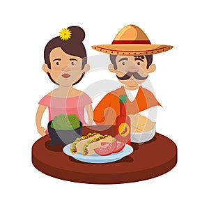 Mexicans couple with delicious food
