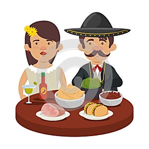 Mexicans couple with delicious food