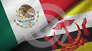 Mexico and Brunei Darussalam two flags textile cloth