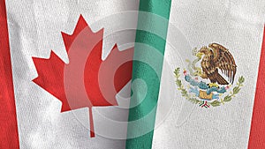 Mexico and Canada two flags textile cloth 3D rendering