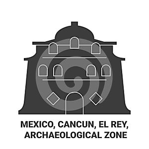 Mexico, Cancun, El Rey, Archaeological Zone travel landmark vector illustration