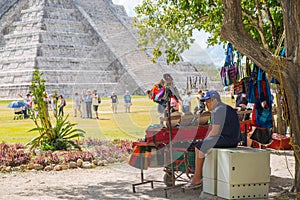 Mexico, Cancun. Mexico,  Mayan pyramid of Kukulcan El Castillo, ancient site.