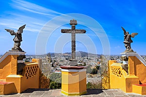 Mexico, Cholula, Our lady of Remedies catholic church built on top of pyramid in Puebla state