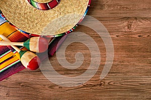 Mexico cinco de mayo wood background mexican sombrero