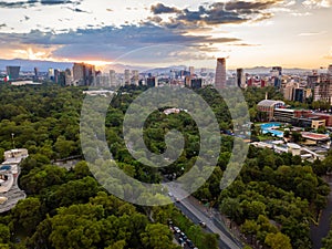 Mexico City - aerial panoramic view - sunset