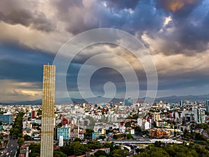 Mexico City - aerial panoramic view - sunset photo
