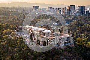 Mexico City, Aerial View of Chapultepec Castle at Sunset photo