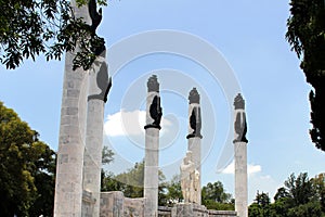 Mexico City, Mexico - August 9, 2023: Monumento a los NiÃ±os Heroes a mausoleum in Chapultepec dedicated to Mexican fighters