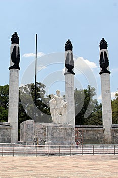 Mexico City, Mexico - August 9, 2023: Monumento a los NiÃ±os Heroes a mausoleum in Chapultepec dedicated to Mexican fighters