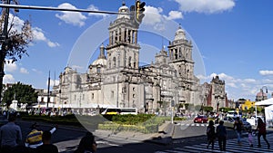 Mexico city cathedral at noon