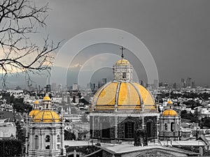 Mexico City cityscape with Expiatory Temple to Christ The King. photo