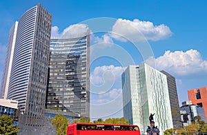 Mexico City Financial center and business district close to Paseo De Reforma and Angel of Independence landmark column