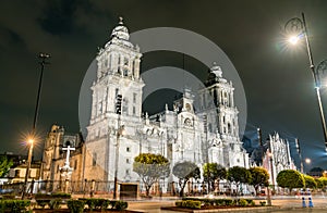 Mexico City Metropolitan Cathedral at Night