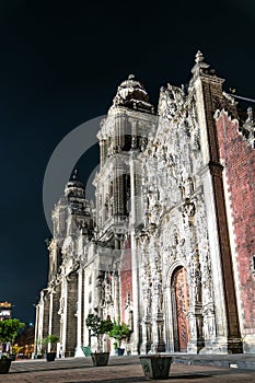 Mexico City Metropolitan Cathedral at Night