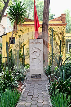 The grave of Leon Trotsky at the house where he lived in Coyoacan, Mexico City