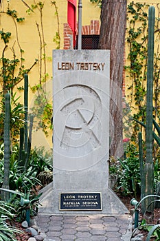 The grave of Leon Trotsky at the house where he lived in Coyoacan, Mexico City