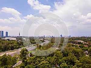 Mexico City panoramic view Chapultepec park and periferico photo