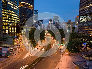 Ciudad de Mexico - Reforma Avenue night scene photo