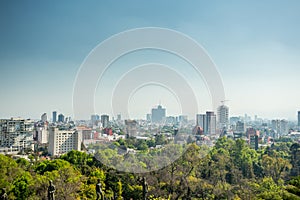 Mexico city skyline from Chapultepec castle