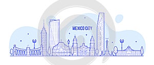 Mexico city skyline Mexico vector linear art