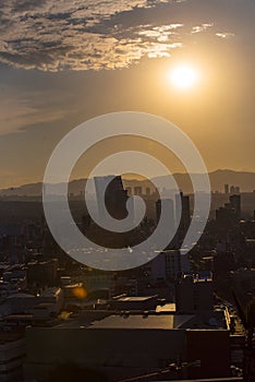 Mexico city Skyline,sunny panoramic view