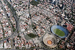 Mexico city stadium aerial view cityscape panorama