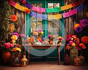 Mexico colorfull party aniversary backdrop.