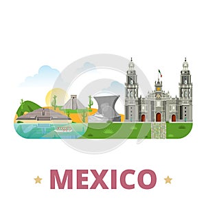 Mexico country design template Flat cartoon style photo