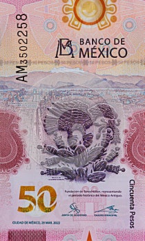 Mexico denominations banknotes fifty pesos national money photo