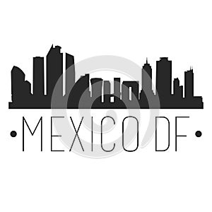Mexico DF America Skyline Art Silhouette Emblematic Buildings Vector. Famous Monuments. photo
