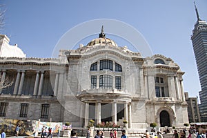 Mexico DF State/Mexico 12/27/2009. Front view of Museo Palacio de Bellas Artes or Museum Palace of Fine Arts Mexico City