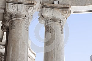 Mexico DF State/Mexico 12/27/2009. Columns details outside in Museo Palacio de Bellas Artes or Museum Palace of Fine Arts Mexico C