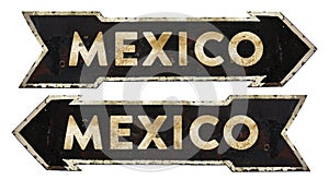 Mexico Directional Traffic Sign Vintage photo