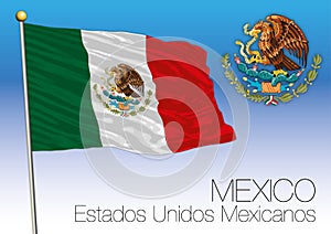 Mexico flag and coat of arms, United Mexican States