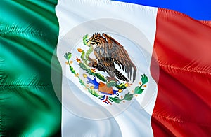 Mexiko vlajka.  trojrozmerný mávanie vlajka dizajn. z mexiko  trojrozmerný obraz vytvorený pomocou počítačového modelu. farby a juh vlajka 