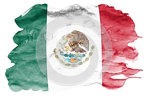 Mexico flag is depicted in liquid watercolor style isolated on white background