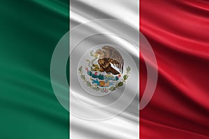 Mexico flag with fabric texture, official colors, 3D illustration photo