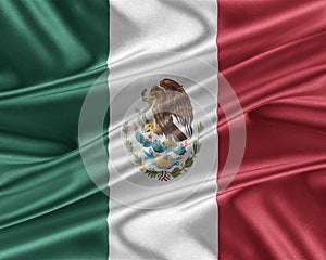 Mexico flag with a glossy silk texture.