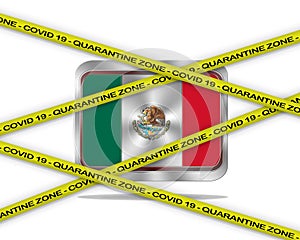 Mexico flag illustration. Coronavirus danger area, quarantined country