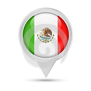 Mexico Flag Round Pin Vector Icon