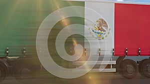 Mexico flag shown on the side of a large truck