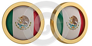 Mexico flag symbol isolated on white background. 3D illustration