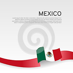 Mexico flag on white background. Vector banner design, mexico national poster. Cover for business booklet. Wavy ribbon mexican