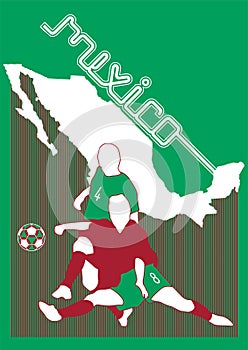 Mexico Football Soccer Players with Flag Background