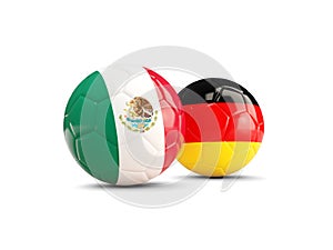 Mexico and Germany soccer balls isolated on white background