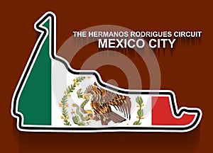 Mexico grand prix race track for Formula 1 or F1 with flag. Detailed racetrack or national circuit