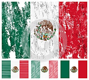 Mexico grunge flag set