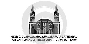 Mexico, Guadalajara, Guadalajara Cathedral travel landmark vector illustration photo